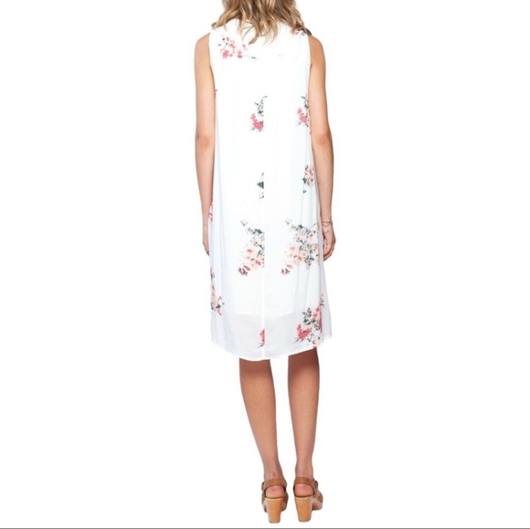 Gentle Fawn Gardenia Print Midi Dress Size Large White With Red,Pink & Green - Picture 3 of 10